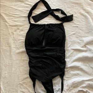 NWT black halter one piece swimsuit